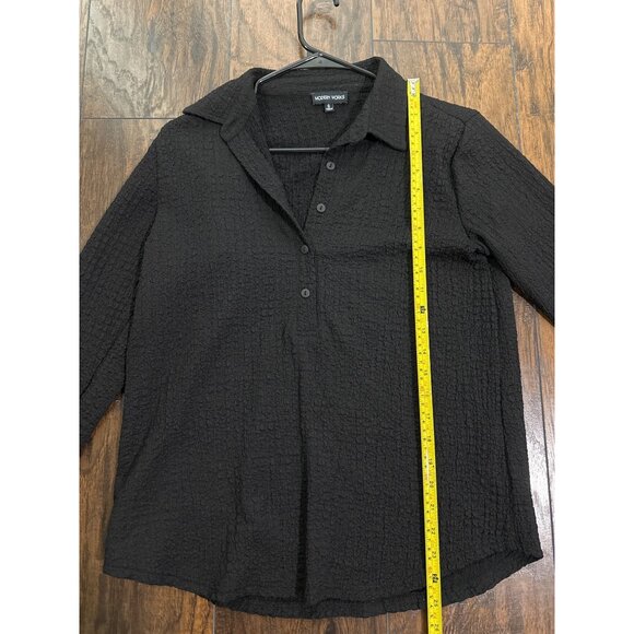 Modern Works Black Textured Long Sleeve Button-Up Shirt Size S - Picture 4 of 5